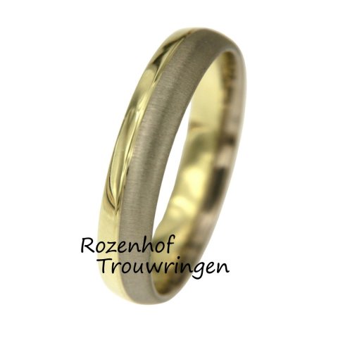 Bicolor herenring met mat en gepolijste afwerking (10018)