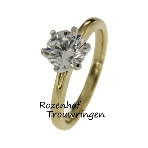 Elegante geelgouden damesring met diamant (13229)
