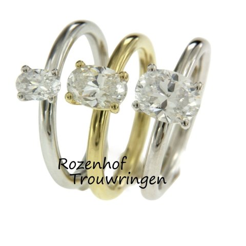 Mooie dames trouw of verlovingsringen met ovaalvormige diamanten (13243-13245-1324)