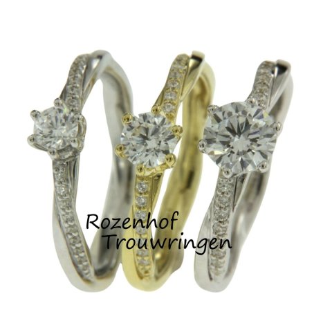 Luxueuze dames trouw of verlovingsringen met diamanten (13249-13251-1325)