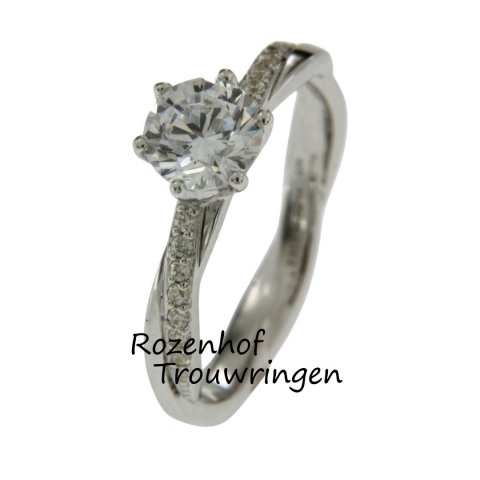 Perfecte witgouden trouwring met diamanten (13253)