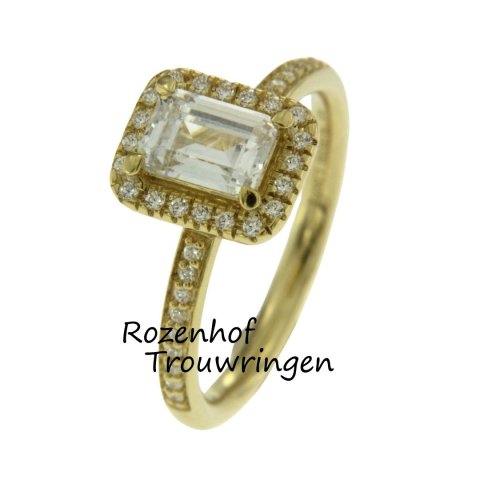 Opvallende geelgouden trouwring met veel diamanten (13263)