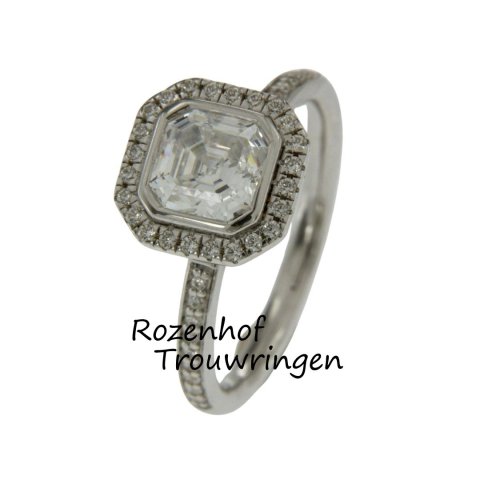 Stralende witgouden verlovingsring met diamanten (13271)