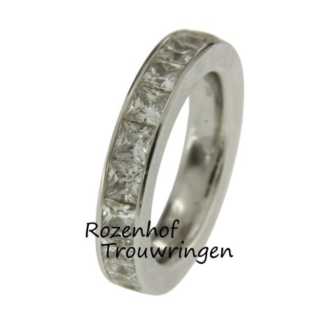 Witgouden trouw of verlovingsring met rondom gezette diamanten (13277)