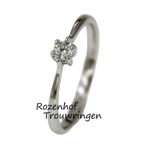 Prachtige witgouden verlovingsring met diamant (15353)