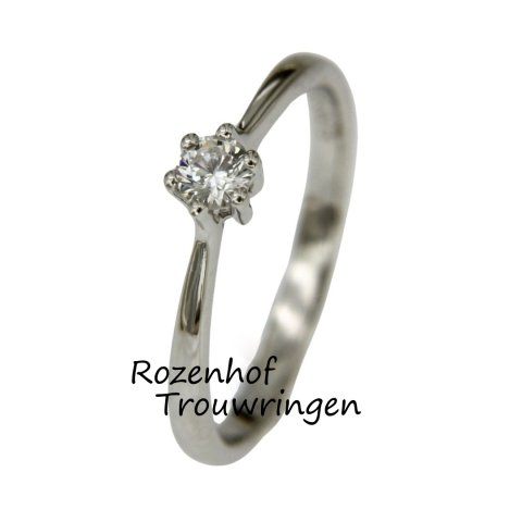 Stralende witgouden verlovingsring met diamant (15355)