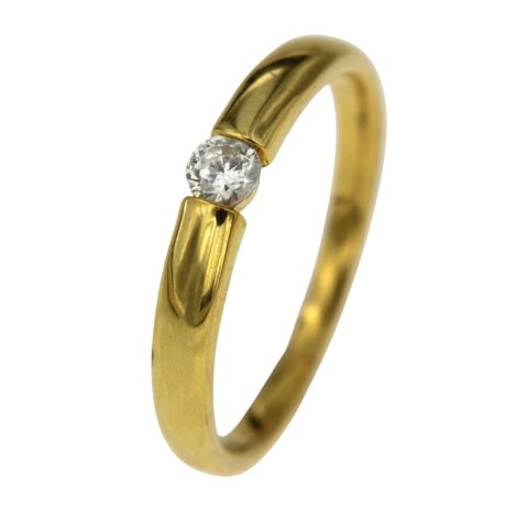 Simpele geelgouden damesring met diamant (15363)