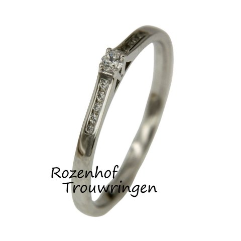 Smalle trouw of verlovingsring met diamanten (15379)