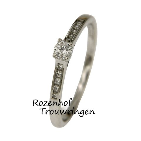 Beeldschone witgouden verlovingsring met diamanten (15383)