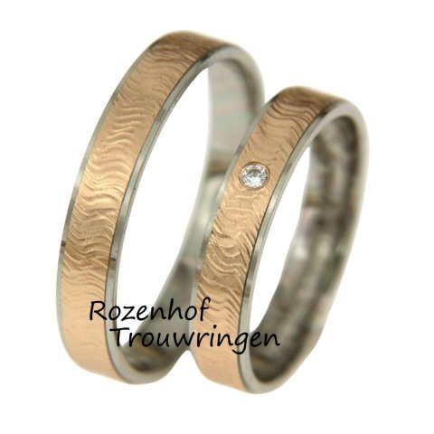 Unieke bicolor trouwringen set met verfijnd design (15759-15760)