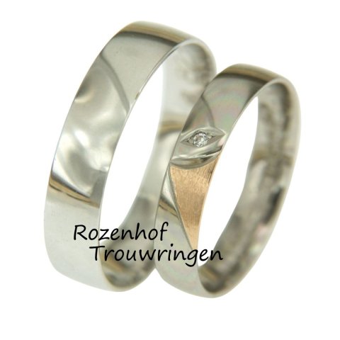 Unieke bicolor trouwringen set met tijdloos design (15761-15762)