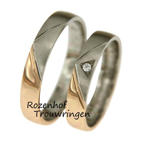 Tijdloze bicolor trouwringen set met moderne twist (15763-15764)