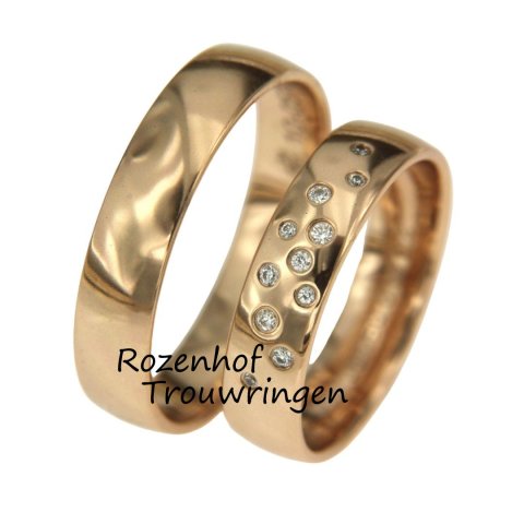 Brede trouwringen set met diamanten (15799-15800)