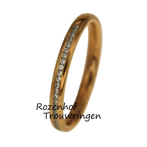 Smalle dames trouw of verlovingsring met diamanten (15823)