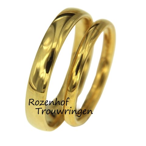 Gepolijste geelgouden trouwringen set (15825-15826Gep)