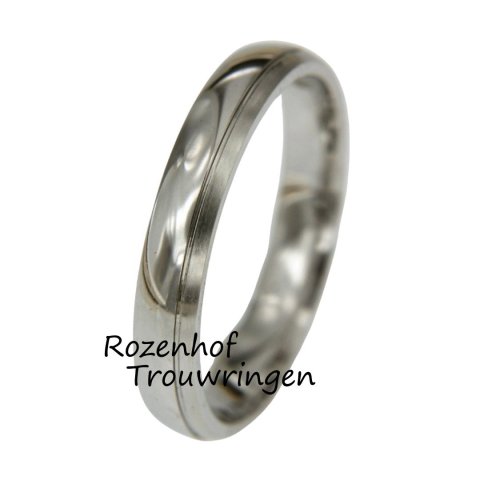 Witgouden herenring met matte zijkant (15834)