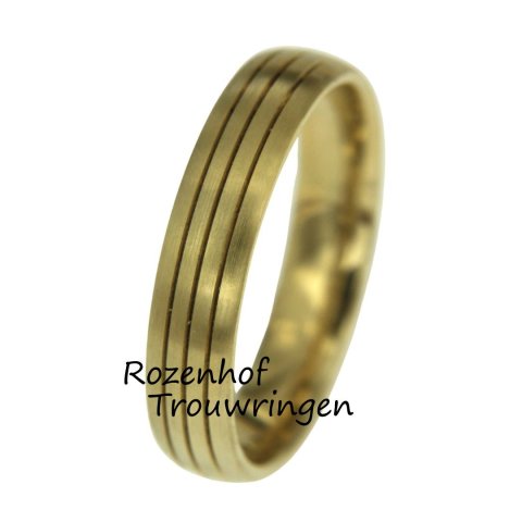 Stijlvolle geelgouden trouwring met vloeiende lijnen (15846)