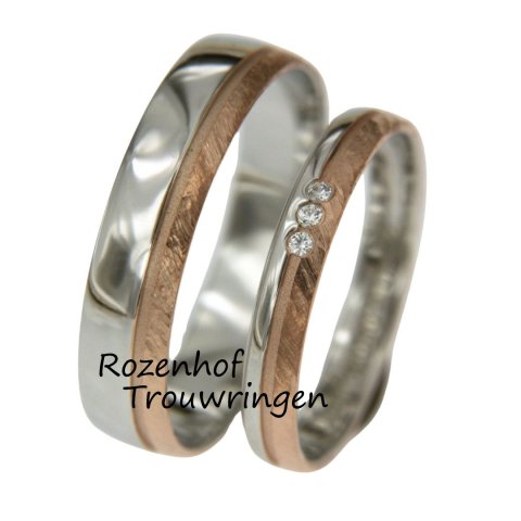 Stijlvolle bicolor trouwringen met bewerkingen (15891-15892)