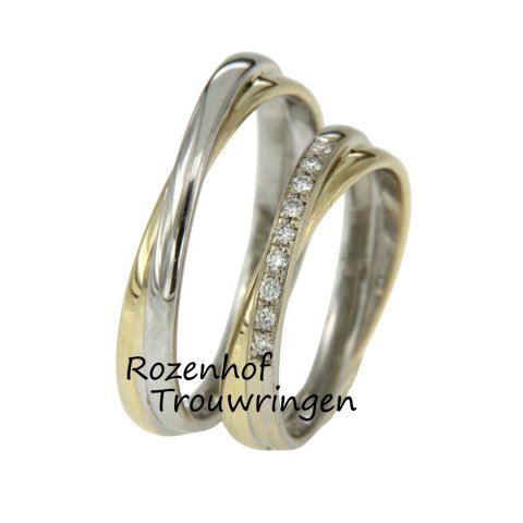 Schitterende twist trouwringen met diamanten (16013-16014)