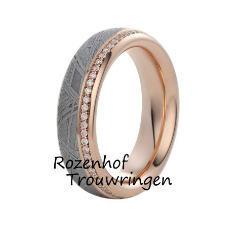 Bijzondere damesring met meteoriet en diamanten (2561)