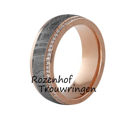 Elegante damesring met meteoriet en diamanten (2565)