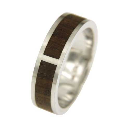 Witgouden trouwring met King Wood (4602)