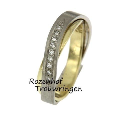 Bicolor trouw- of verlovingsring met diamanten (48017)