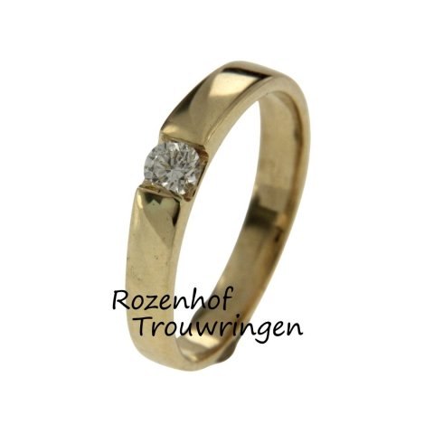 Geelgouden dames trouw- of verlovingsring met diamant (48025)
