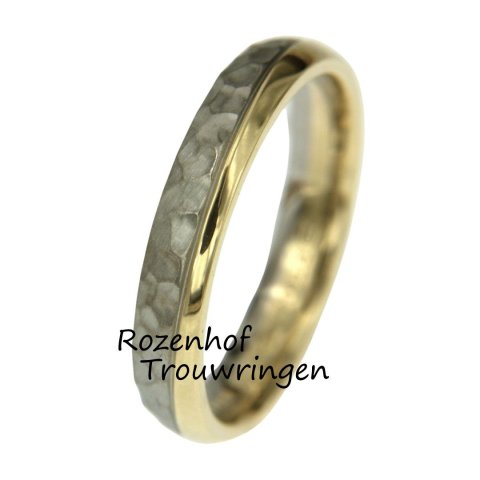 Mooie bicolor herenring met geelgoud en platina 600 (70034)