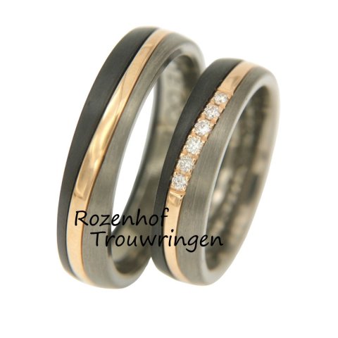 Stoere tricolor trouwringen met diamanten (70181-70182)