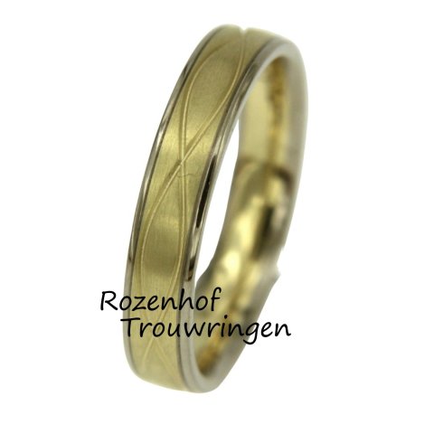 Bicolor herenring met golvende lijnen (70468)