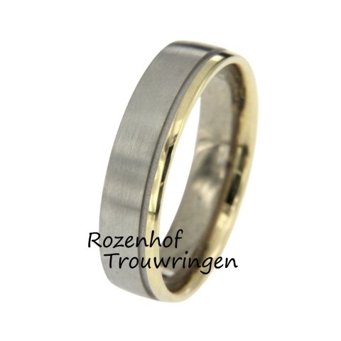 Bicolor Herenring met Gepolijste Rand (7062)