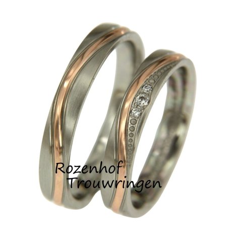 Chique bicolor trouwringen set met verfijnde details (70677-70678)