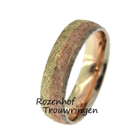 Unieke tricolor herenring (7450)