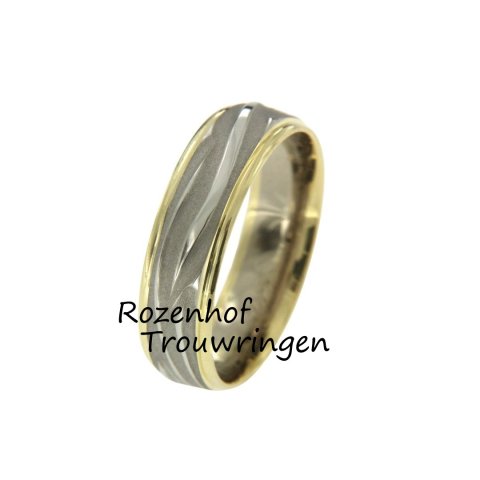 Bicolor herenring met unieke afwerking (7468)