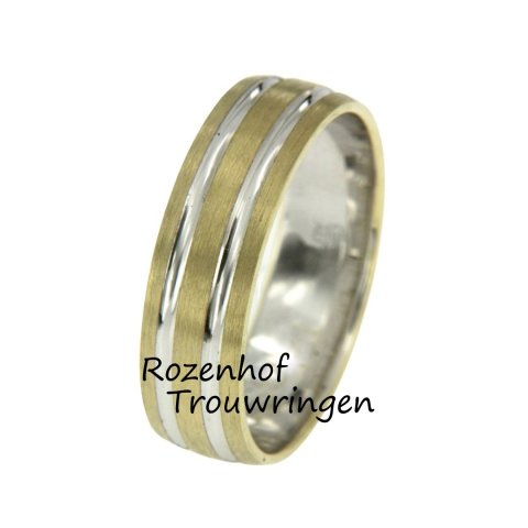Bicolor herenring met matte afwerking (8736)