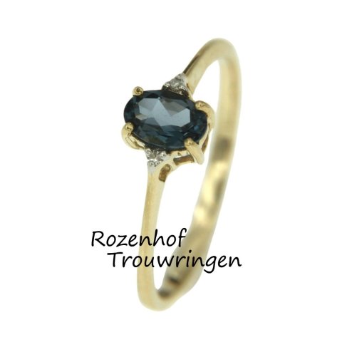 Beeldschone damesring met topaas en diamanten (90167)