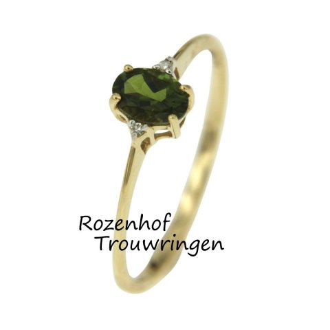 Elegante dames trouw- of verlovingsring met toermalijn en diamanten (90171)