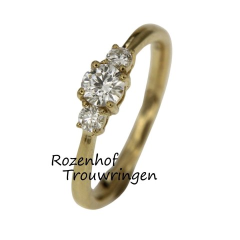 Geelgouden verlovingsring of trouwring met diamanten (90441)