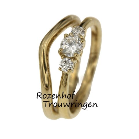 Mooie vrouwen V-ring en damesring met schitterende diamanten (90447-90441)