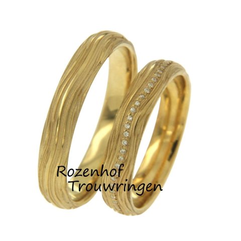 Moderne trouwringen set met uniek motief (90507-90508)